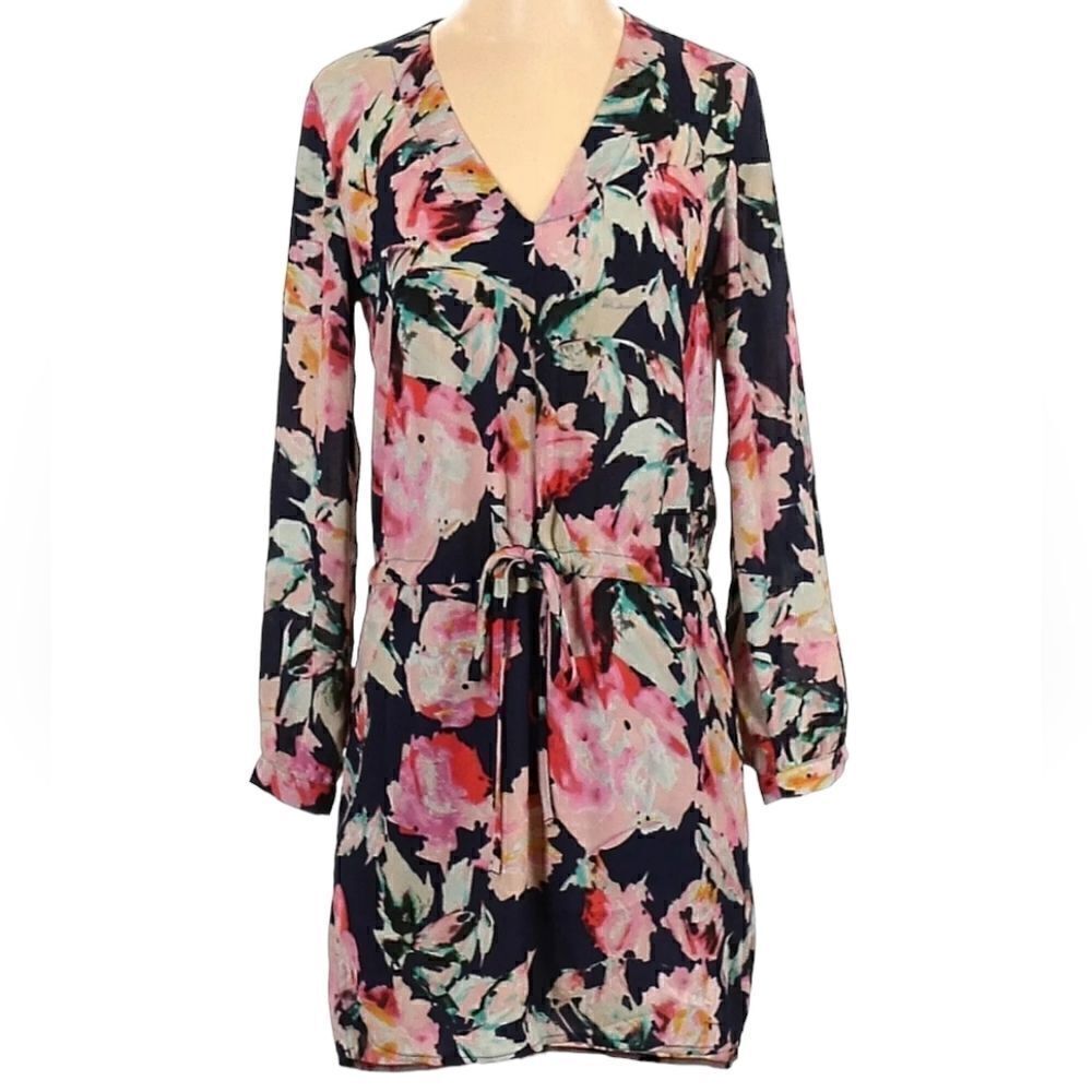 Aqua Blue and Pink Multicolored LongSleeve Dress Sz Small